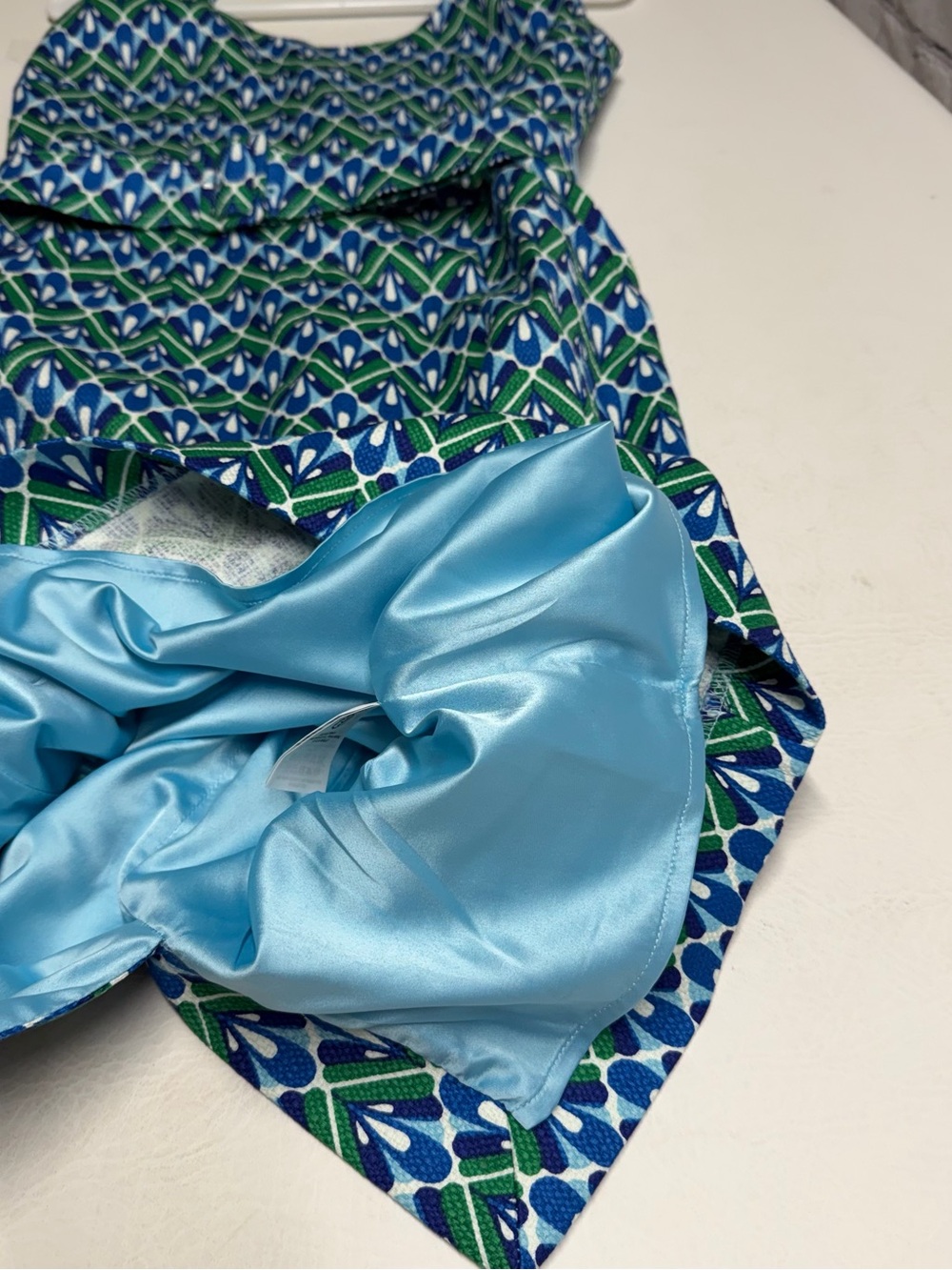 Boden Blue & Green Geometric Midi Dress size 4R NWT - Picture 9 of 10